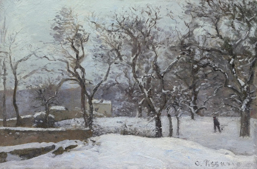 Park van het kasteel van de Pont onder de sneeuw, Louveciennes - Camille Pissarro
