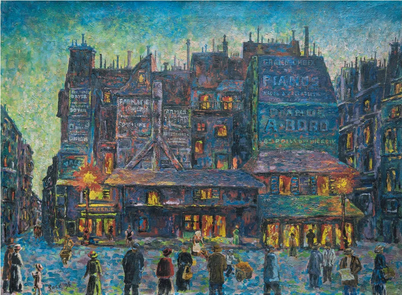 Parijs, drukke straat 's avonds - Maximilien Luce