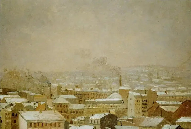 Parijs onder de sneeuw - Gustave Caillebotte