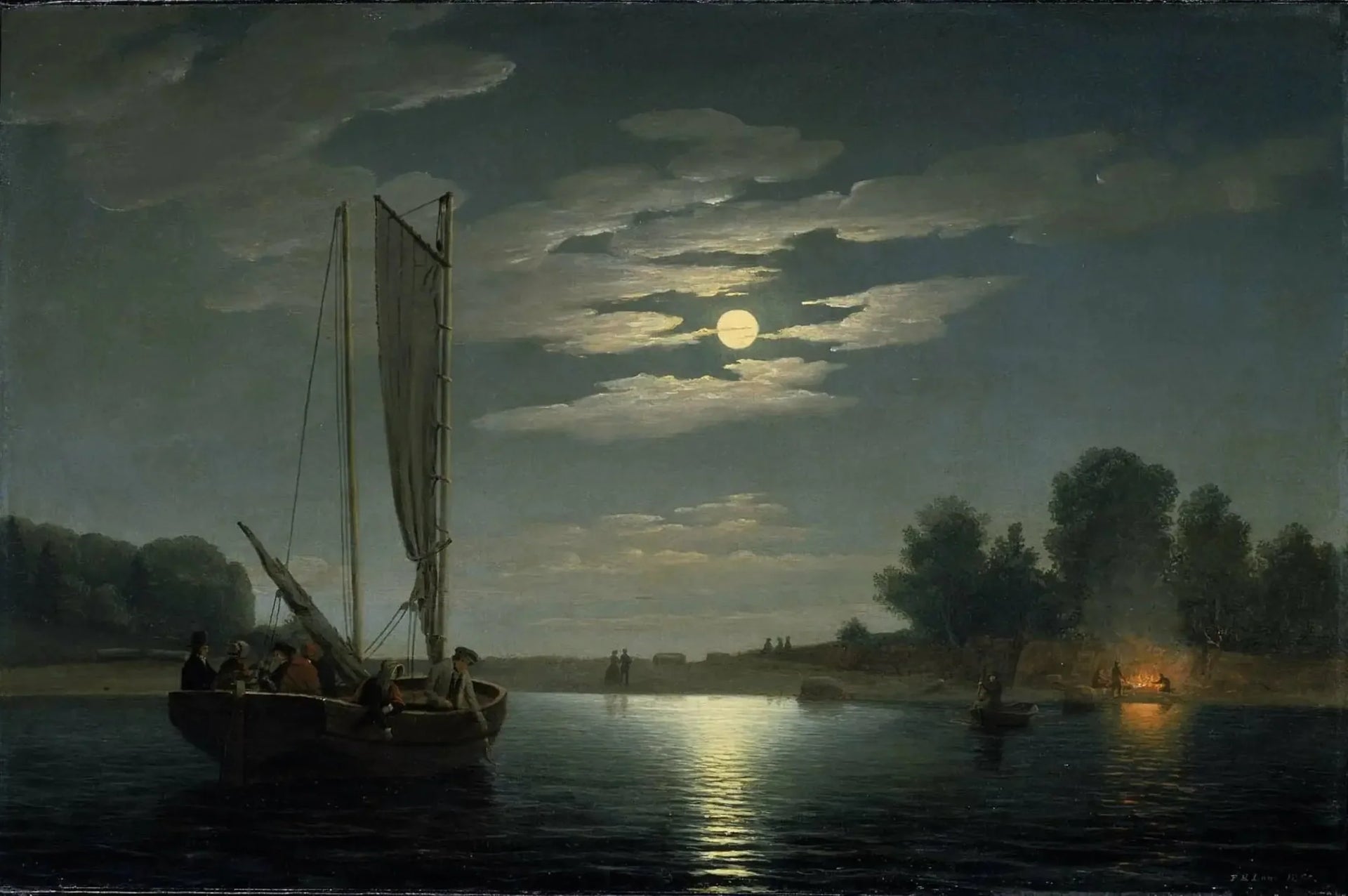 Partie de pêche - Fitz Henry Lane image 1 tableau peint à l’huile sur toile