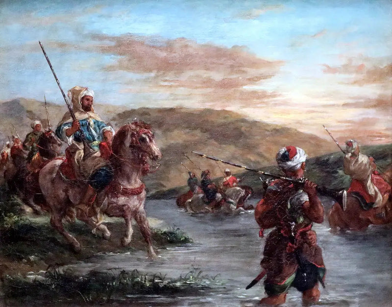 oversteek van een doorwaadbare plaats in Marokko - Eugène Delacroix