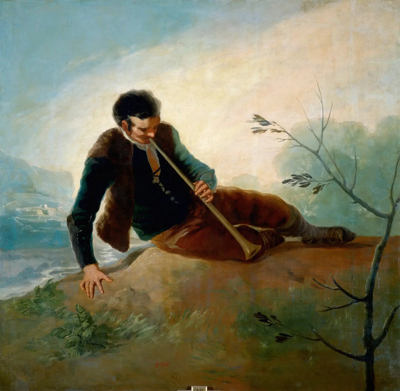 Pasteur die de dulzaina aanraakt - Francisco de Goya