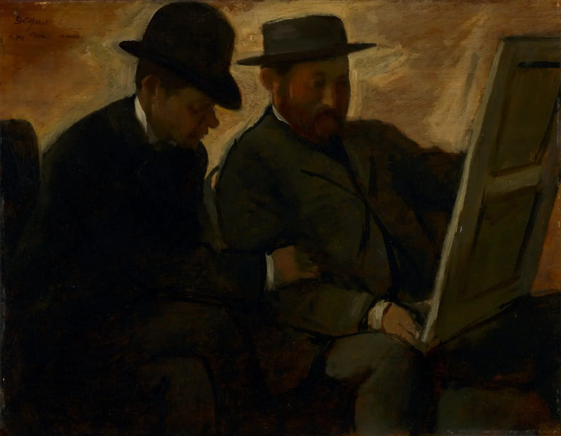 Paul Lafond en Alphonse Cherfils die een schilderij bekijken - Edgar Degas