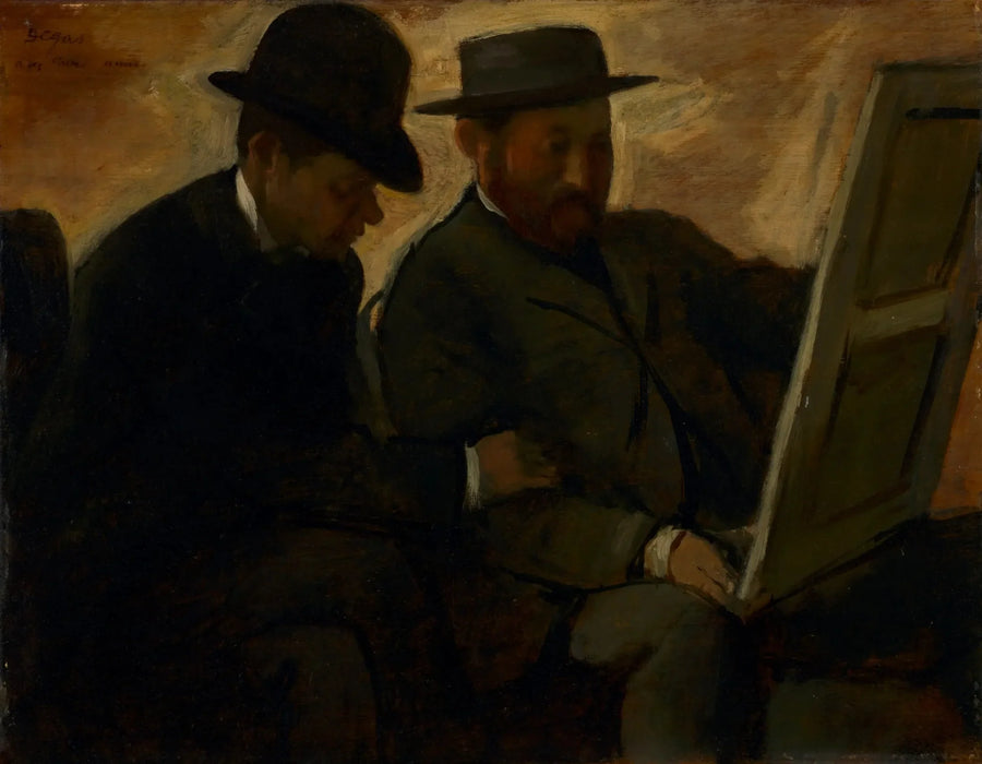 Paul Lafond en Alphonse Cherfils die een schilderij bekijken - Edgar Degas