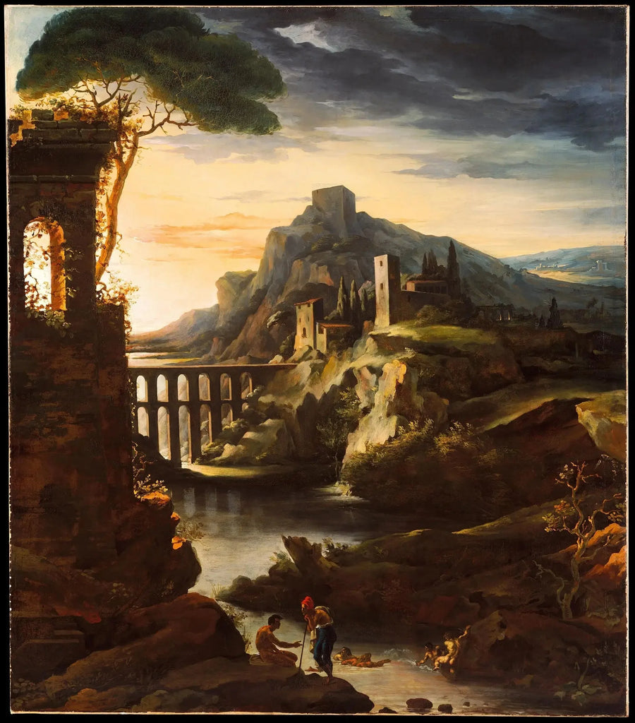 Landschap met het aquaduct genaamd De Avond - Théodore Géricault
