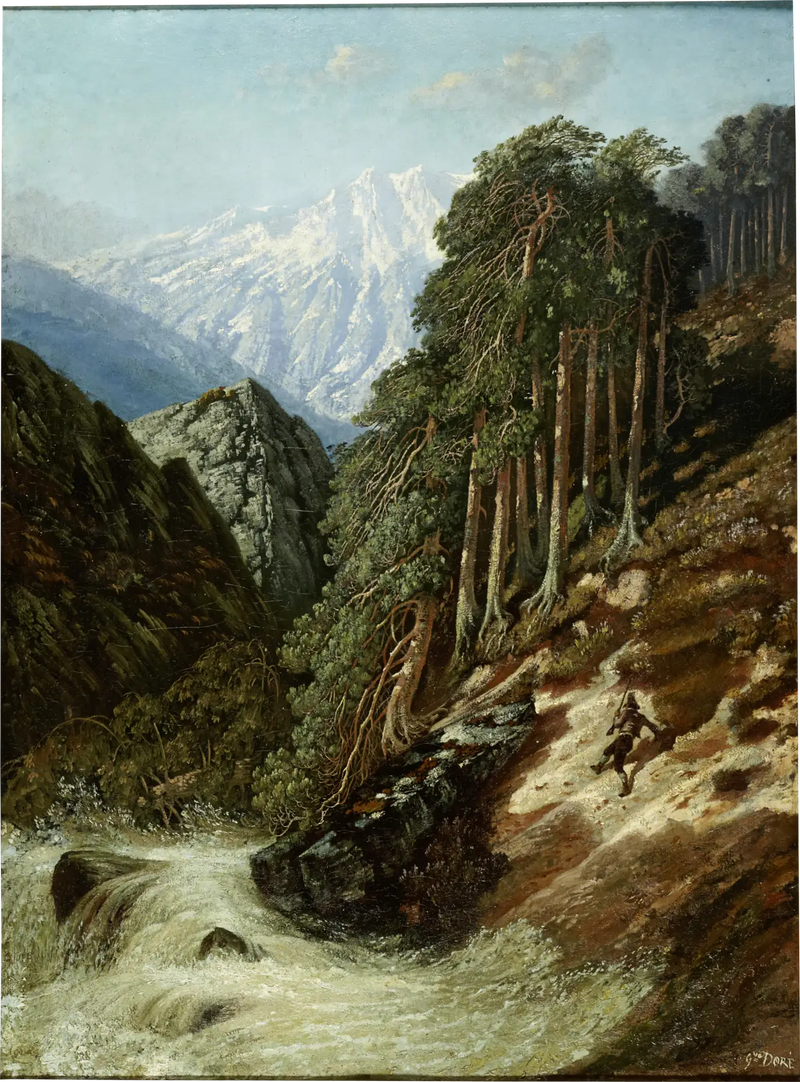 Alpenlandschap met Beck - Gustave Doré