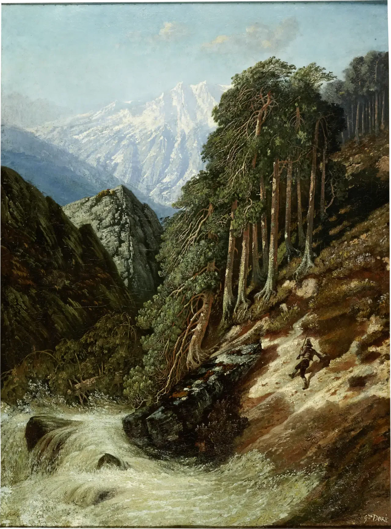 Alpenlandschap met Beck - Gustave Doré