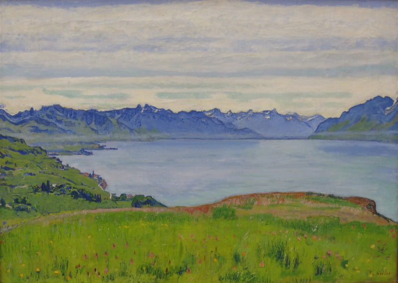 Landschap aan de oever van het Meer van Genève met uitzicht op Wallis - Ferdinand Hodler