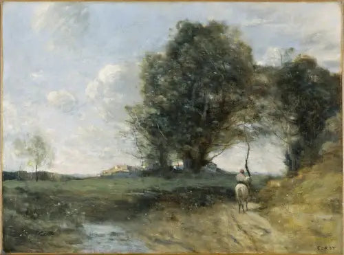 Landschap met ruiter - Jean-Baptiste Camille Corot