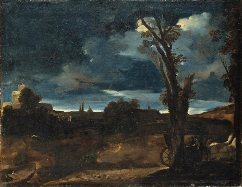 Landschap bij maanlicht - Guercino