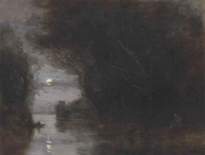 Landschap bij maanlicht - Jean-Baptiste Camille Corot