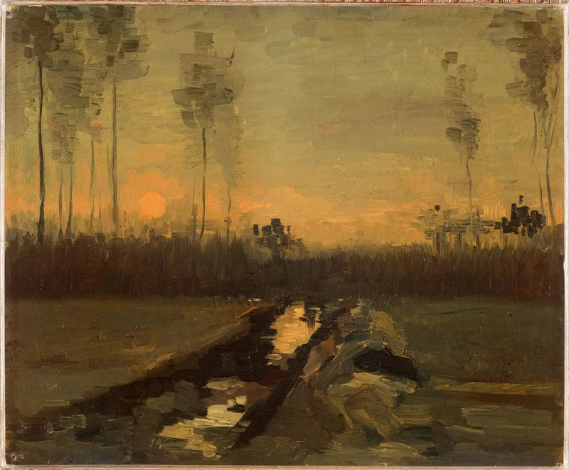 Landschap bij zonsondergang - Vincent van Gogh