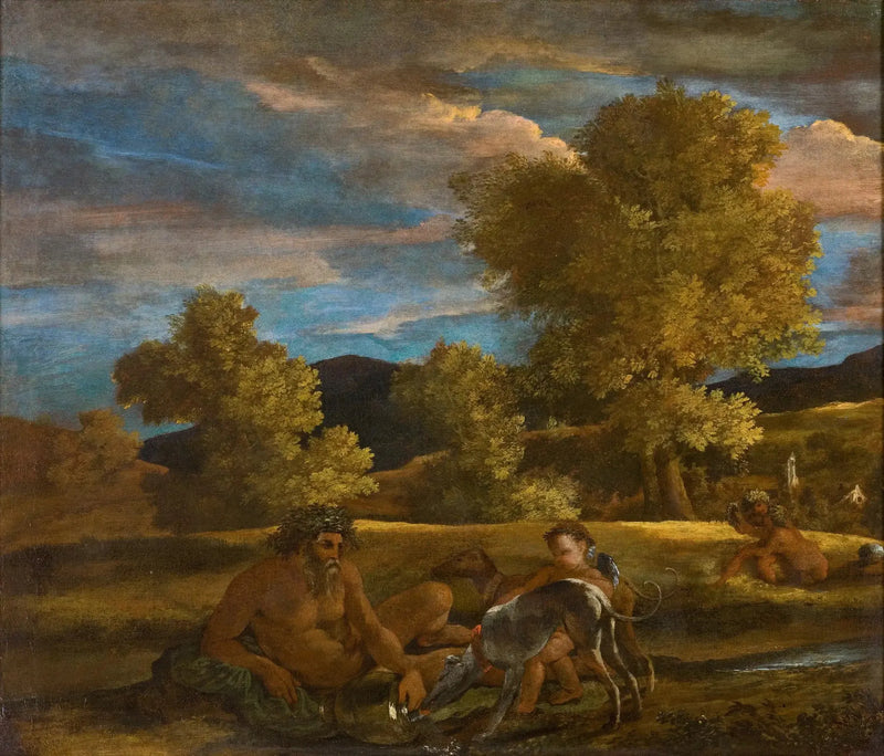 Landschap met de riviergod. Landschap van Grottaferrata (Venus en Adonis) - Nicolas Poussin