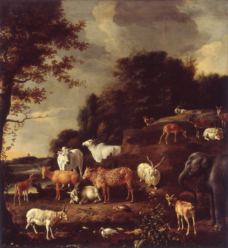 Landschap met exotische dieren - Melchior de Hondecoeter