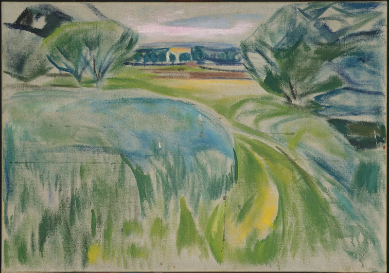 Landschap met groene velden - Edvard Munch