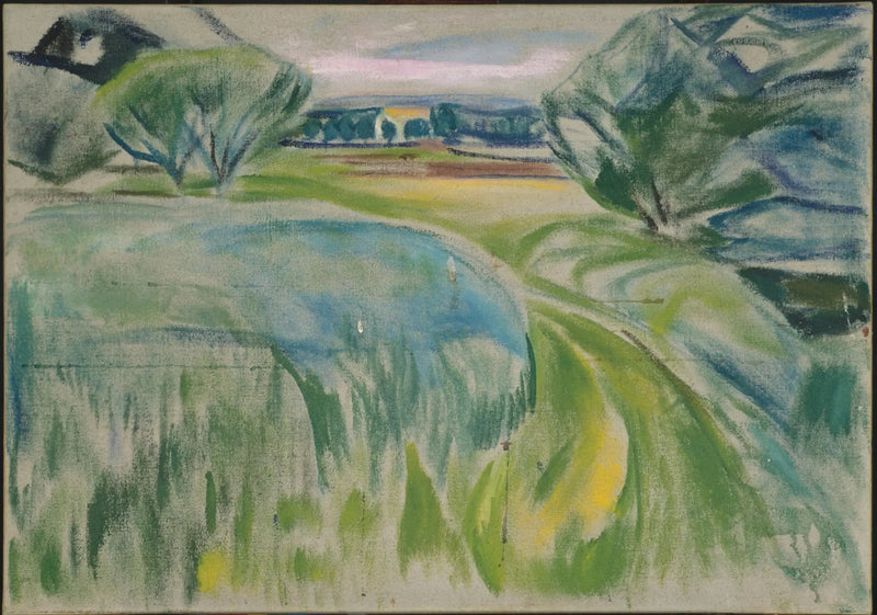 Landschap met groene velden - Edvard Munch