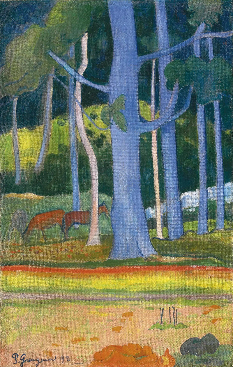 Landschap met blauwe stammen - Paul Gauguin