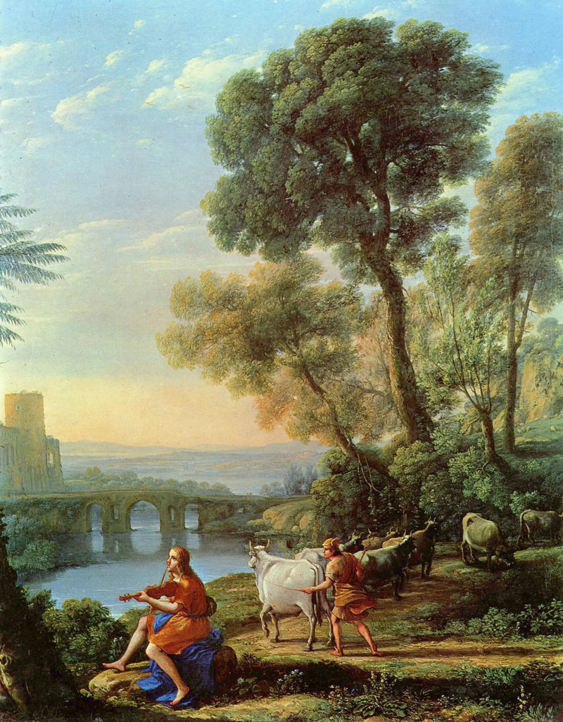 Landschap met Apollo die de kuddes van Admetus bewaakt - Claude Lorrain