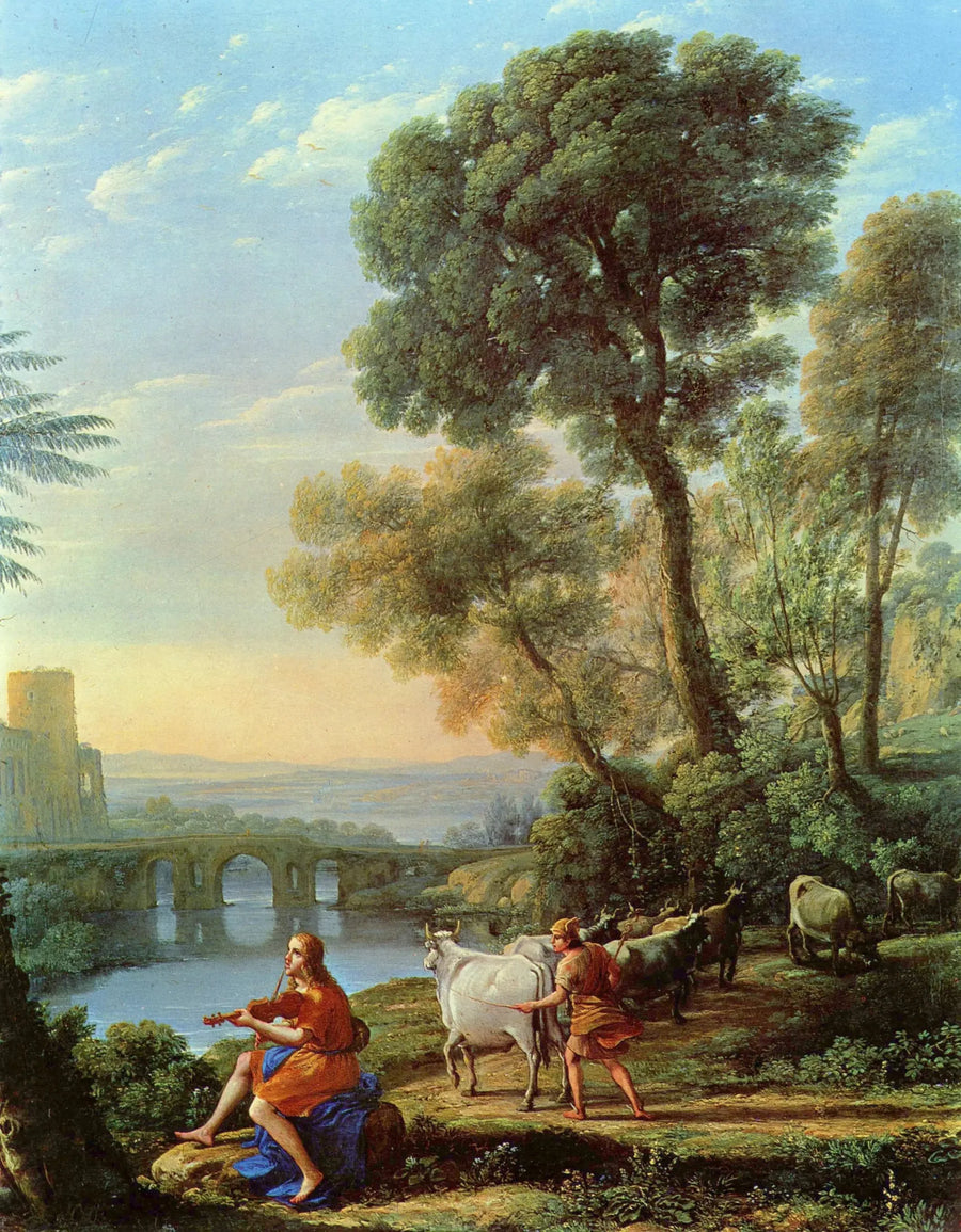 Landschap met Apollo die de kuddes van Admetus bewaakt - Claude Lorrain