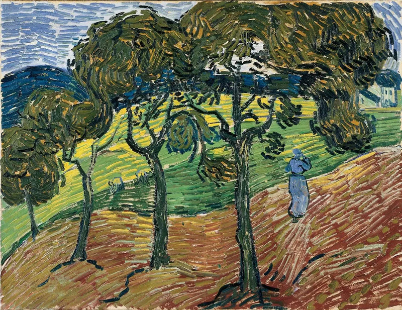 Landschap met bomen en figuren - Vincent van Gogh