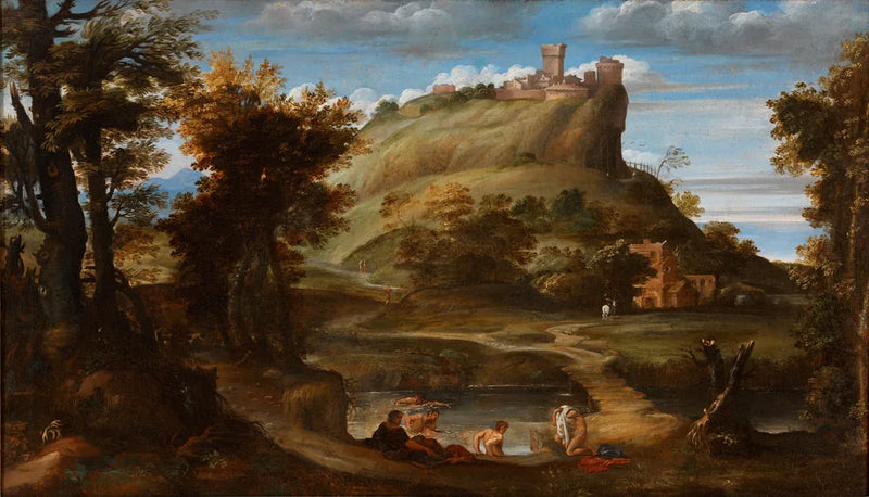 Landschap met zwemmers - Domenichino
