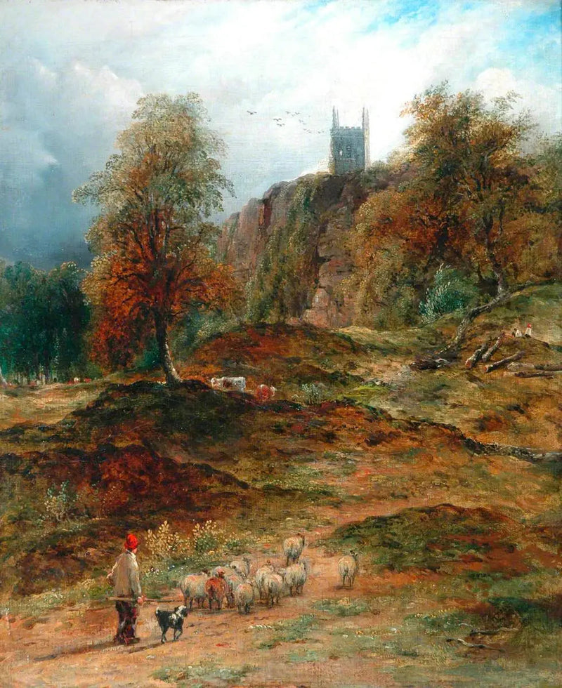 Landschap met herder die de kudde naar huis brengt (Derbyshire) - John Constable