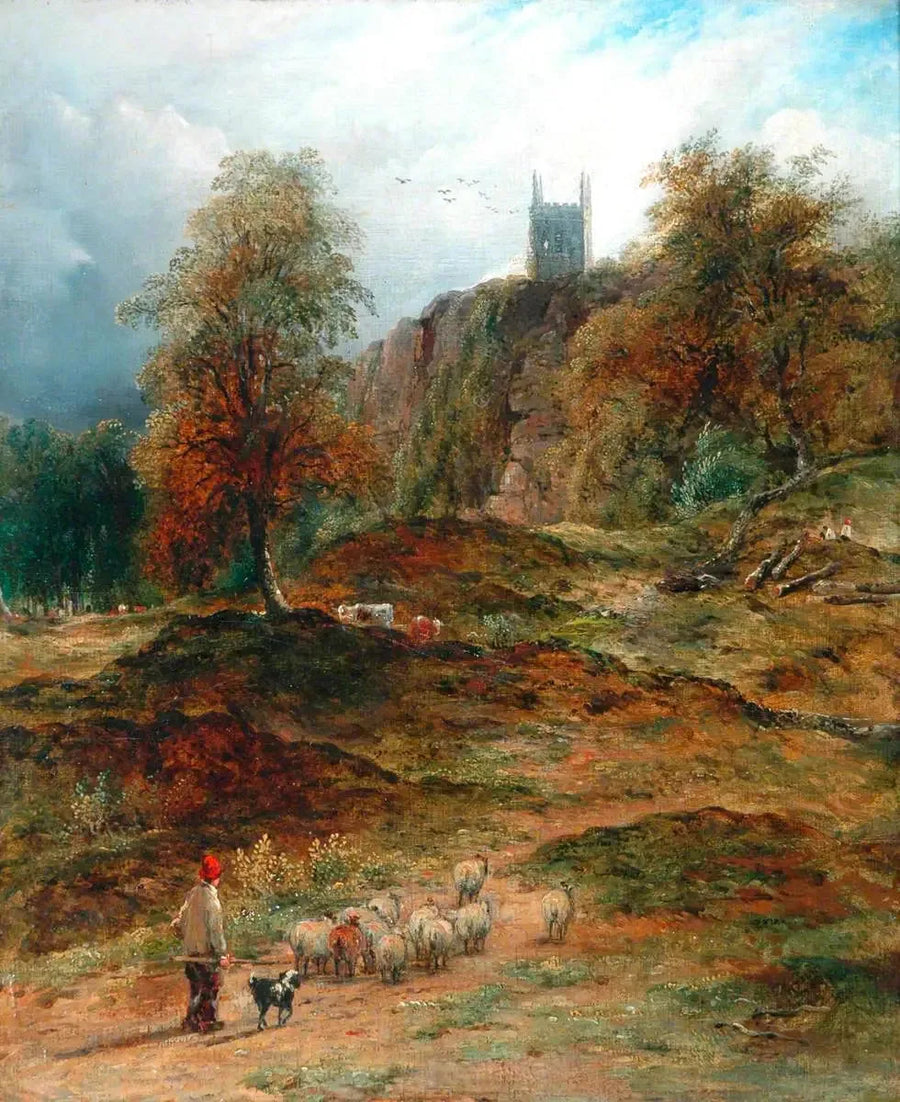Landschap met herder die de kudde naar huis brengt (Derbyshire) - John Constable