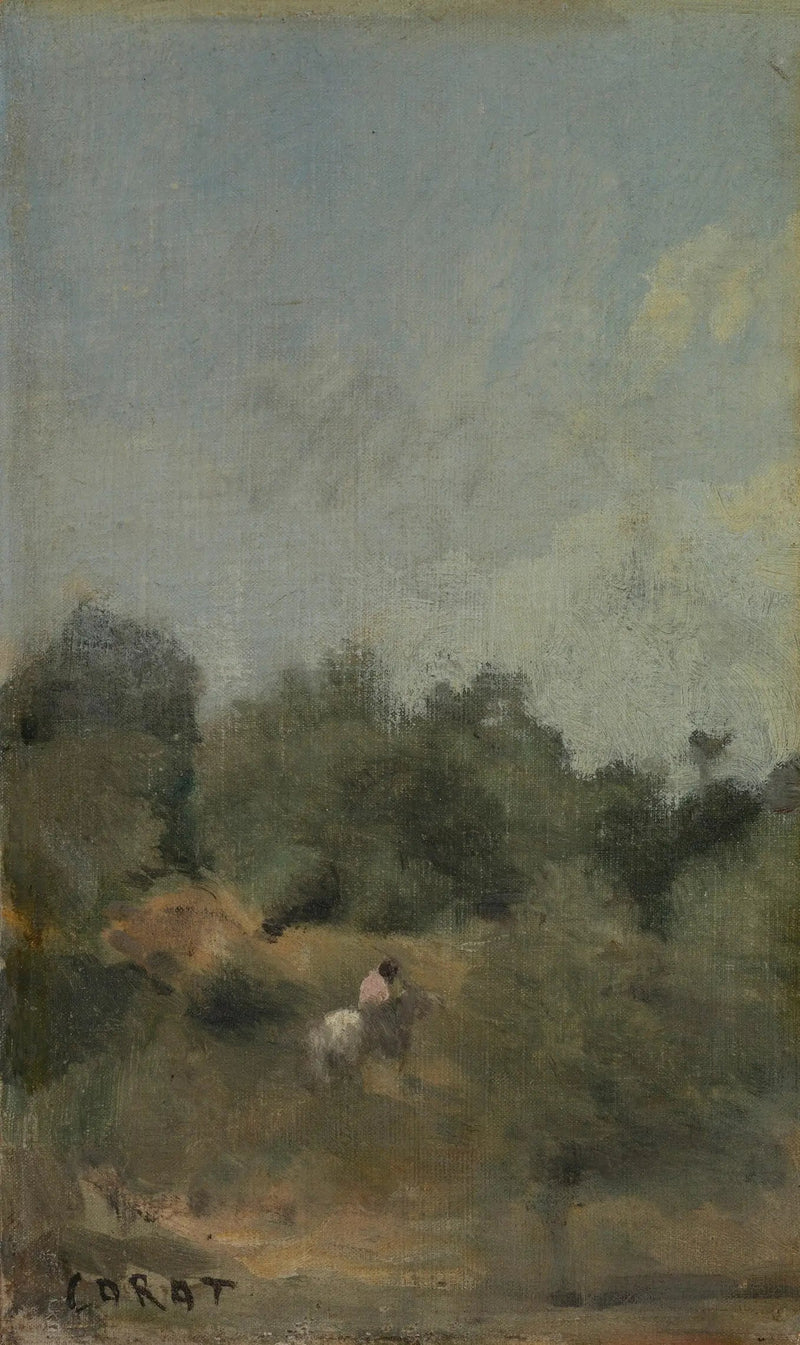 Landschap met ruiter - Jean-Baptiste Camille Corot