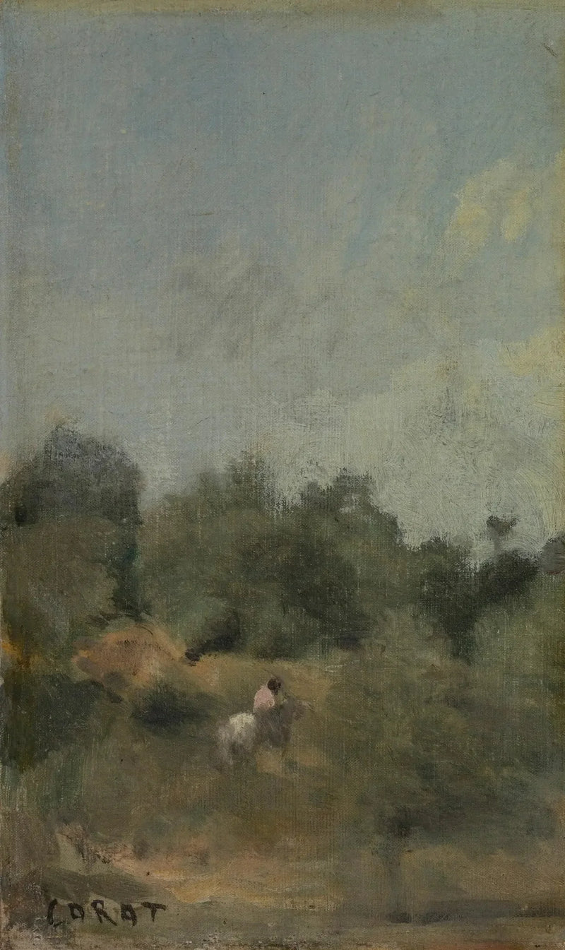 Landschap met ruiter - Jean-Baptiste Camille Corot
