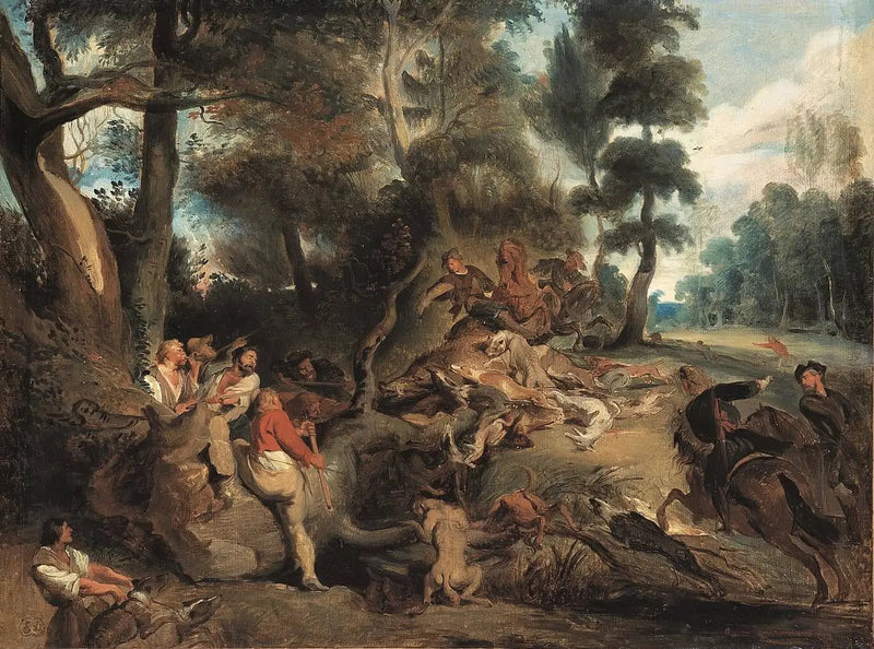 Landschap met wilde zwijnjacht - Eugène Delacroix