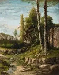 Landschap met dubbele bomen - Gustave Courbet
