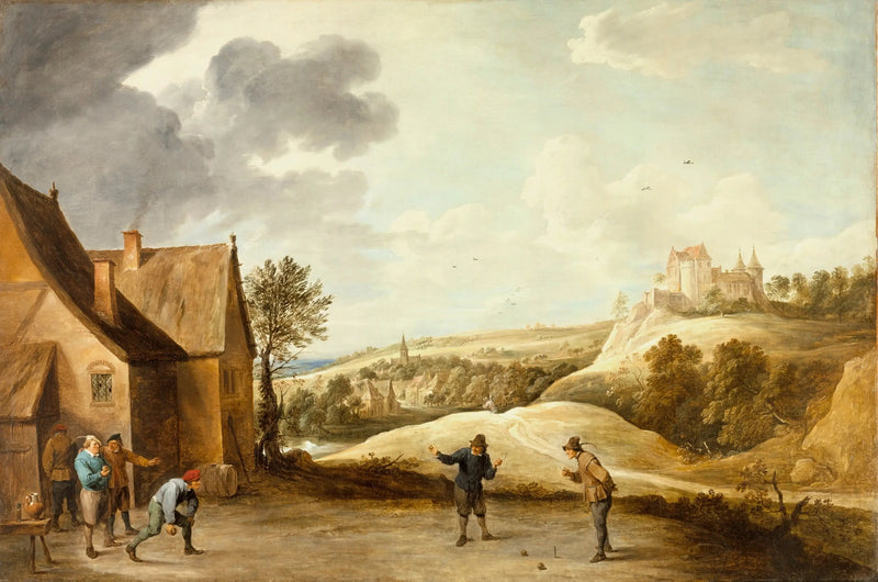 Landschap met boeren die jeu de boules spelen voor een herberg - David Teniers de Jonge

Source:
Paysage avec des paysans jouant aux boules devant une auberge - David Teniers le Jeune