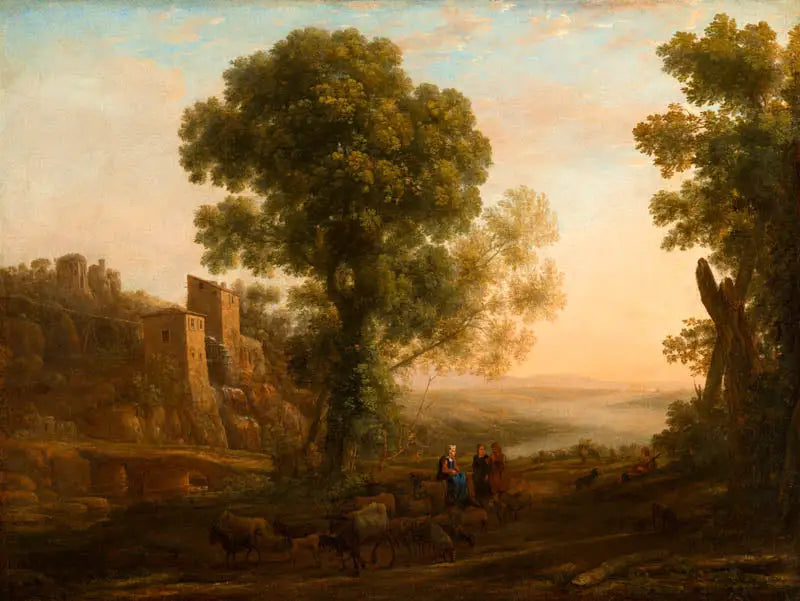 Landschap met boeren die terugkeren met hun kuddes - Claude Lorrain