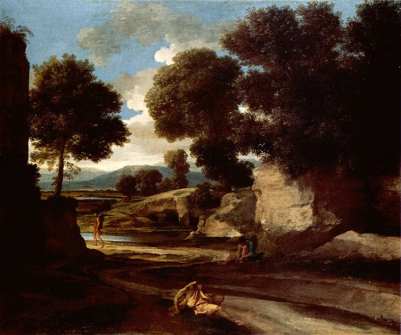 Landschap met reizigers in rust - Nicolas Poussin