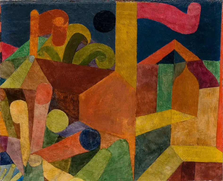 Paysage avec drapeaux; Maisons avec drapeaux - Paul Klee image 1 reproduction d’œuvre d’art à l’huile