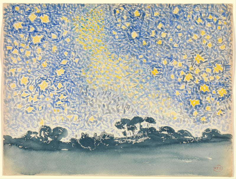 Landschap met sterren - Henri-Edmond Cross