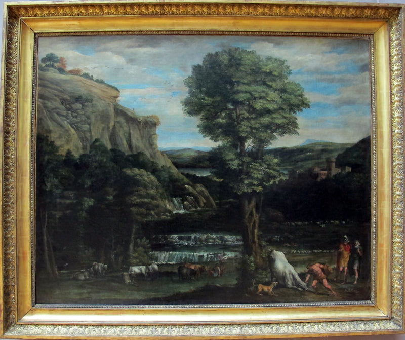Landschap met Hercules die Acheloös vecht, veranderd in een stier - Domenichino