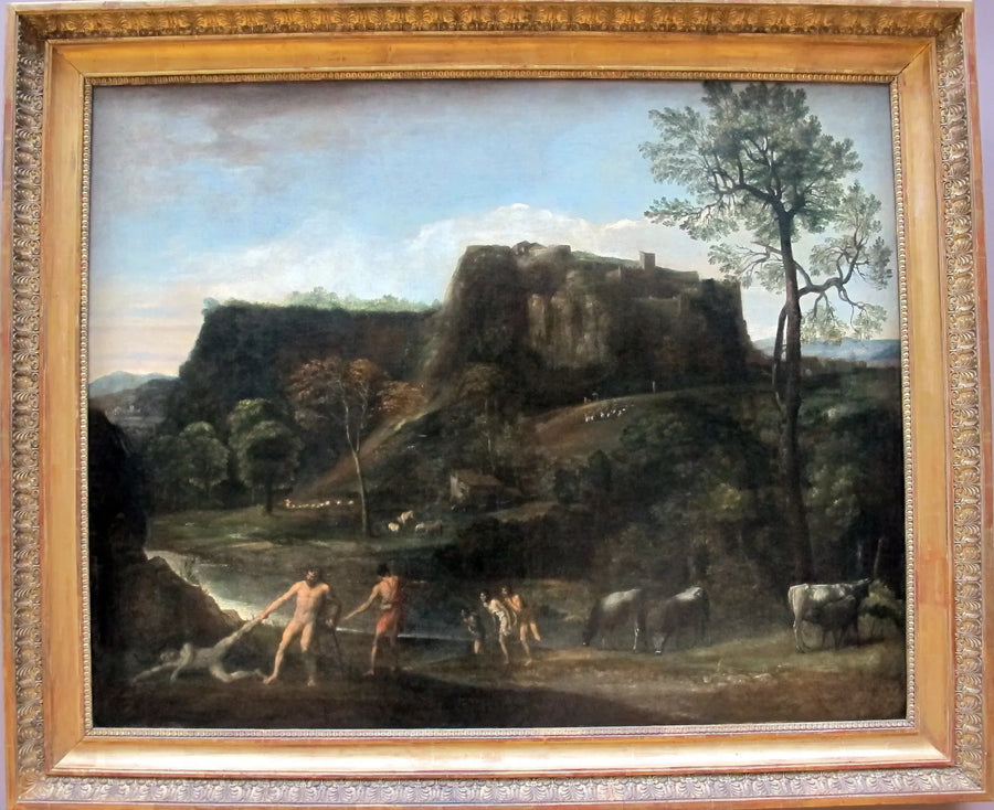 Landschap met Hercules die Cacus uit zijn grot trekt - Domenichino