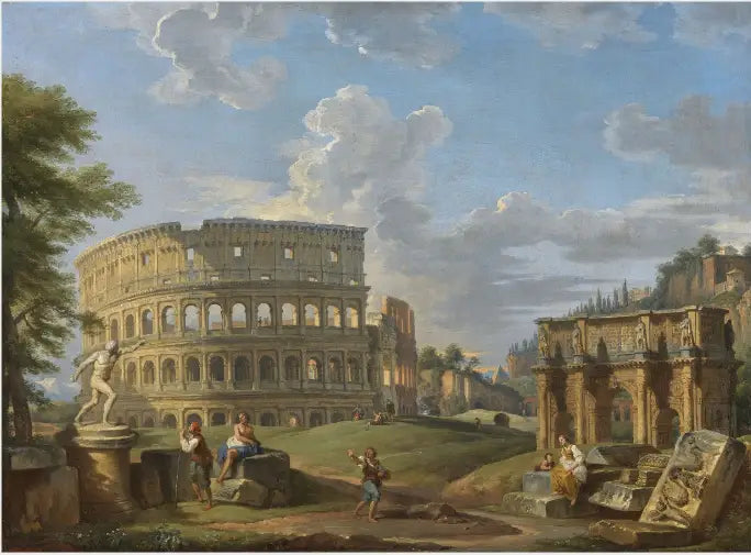 Landschap met het Colosseum en de Constantinusboog, Rome - Giovanni Paolo Panini

Source:
Paysage avec le Colisée et l'Arc de Constantin, Rome - Giovanni Paolo Panini