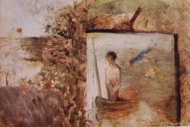 Landschap met ''De Arme Visser'' van Puvis de Chavannes - Georges Seurat