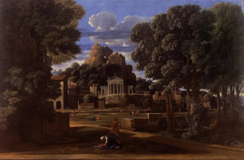 Landschap met de as van Phocion - Nicolas Poussin