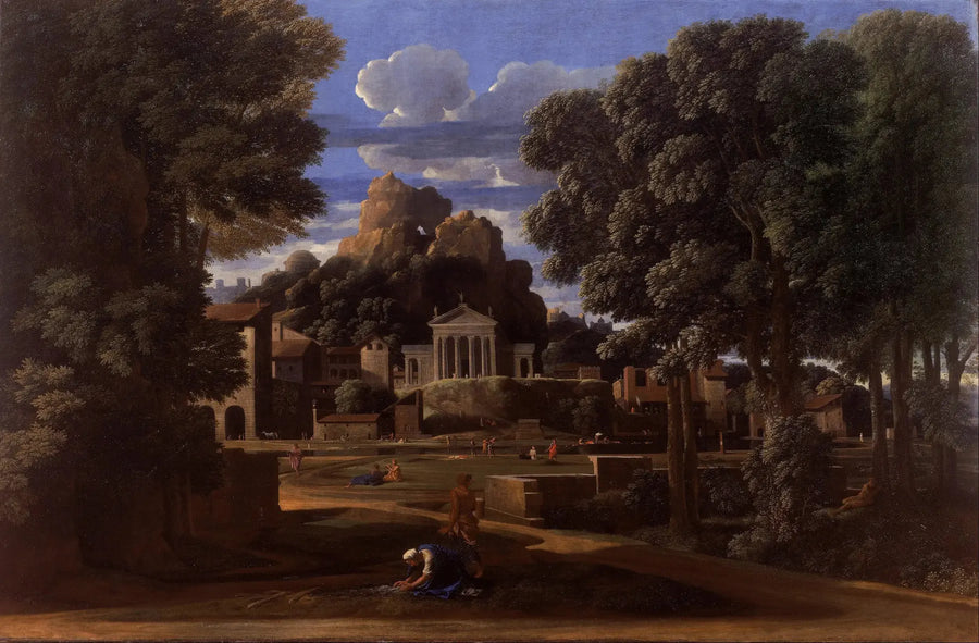 Landschap met de as van Phocion - Nicolas Poussin