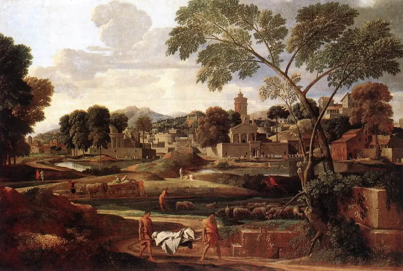 Landschap met de begrafenis van Phocion - Nicolas Poussin