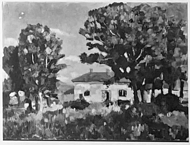 Paysage avec maison blanche - Kazimir Malevich - Alpha Reproduction