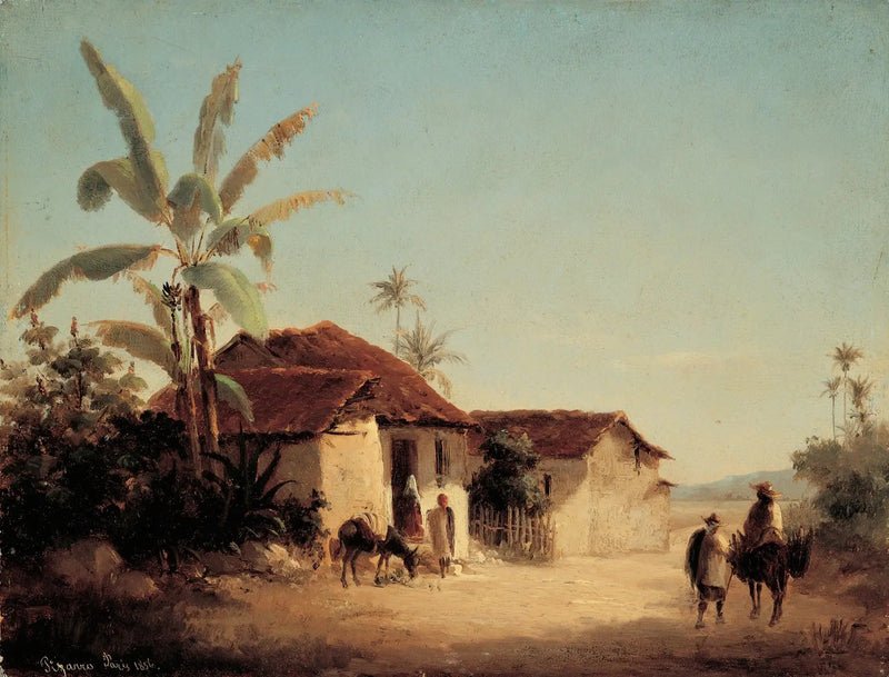 Landschap met boerderijen en palmen - Camille Pissarro