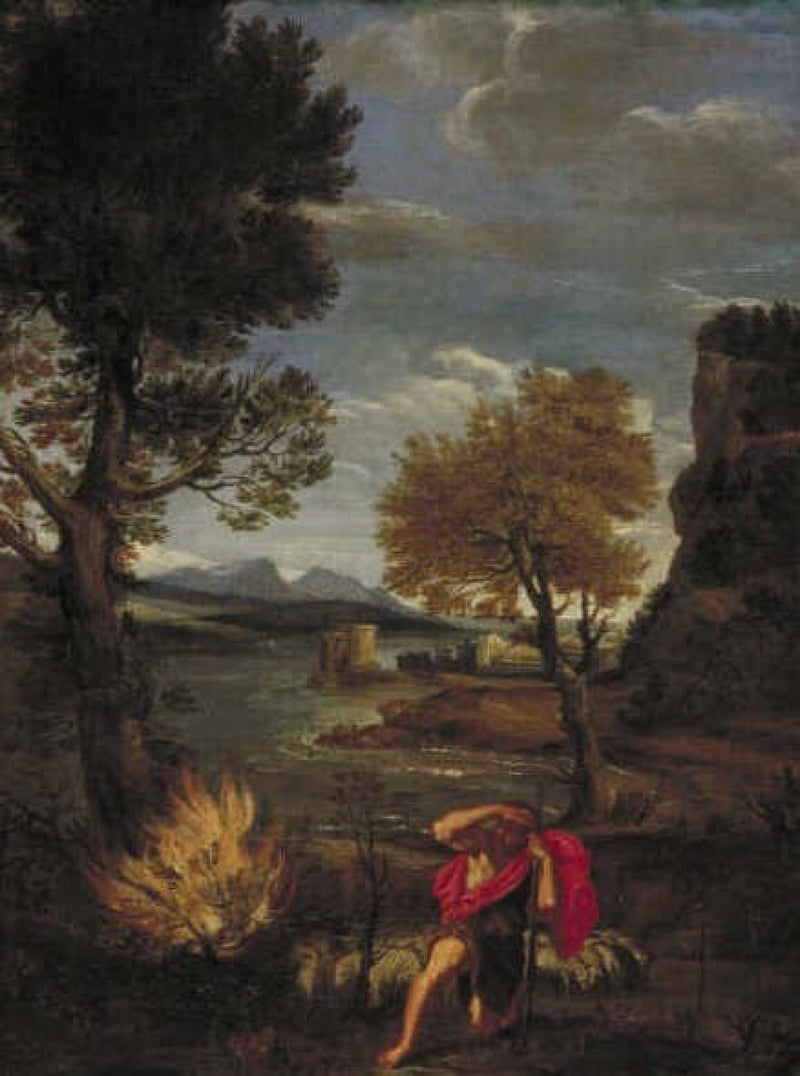 Landschap met Mozes en de brandende braamstruik - Domenichino