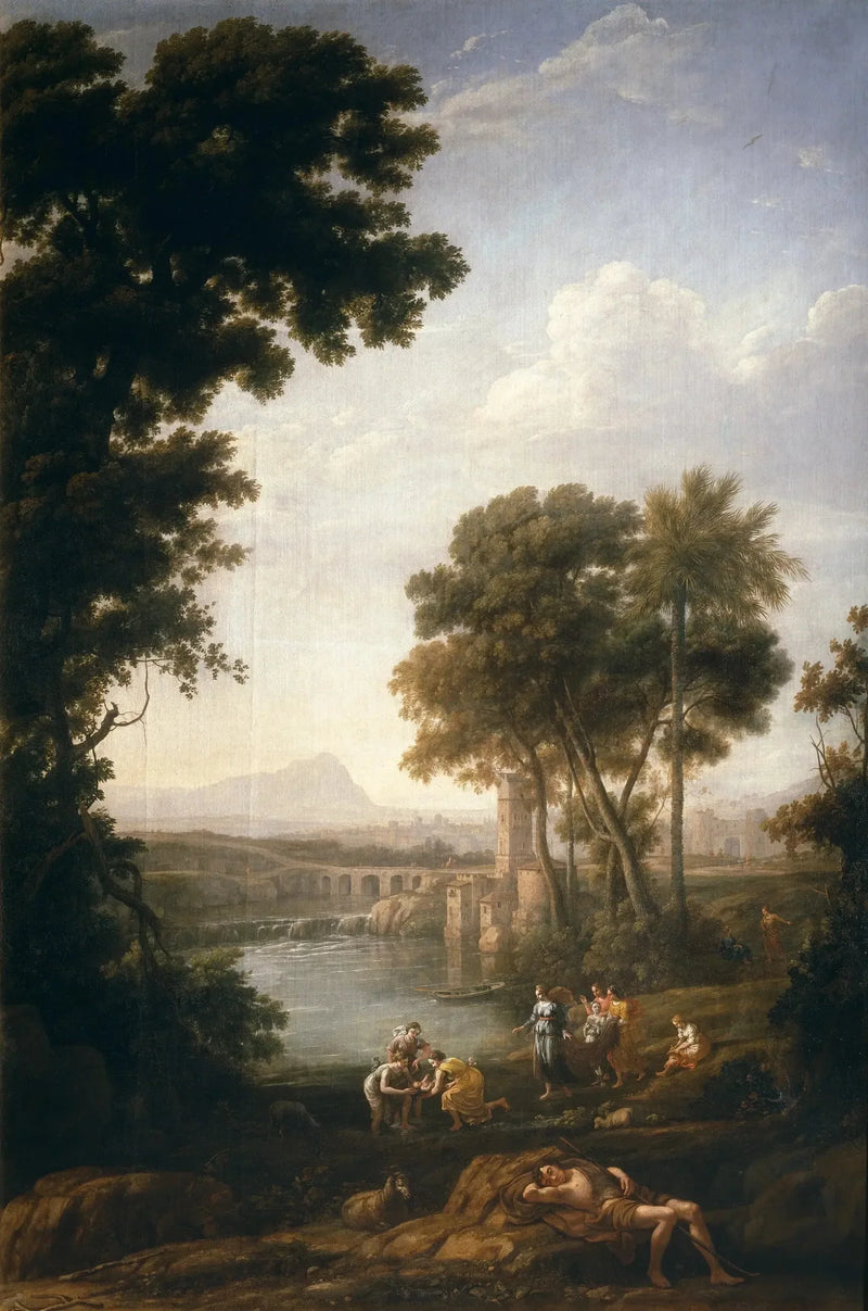 Landschap met Mozes gered uit de wateren van de Nijl - Claude Lorrain