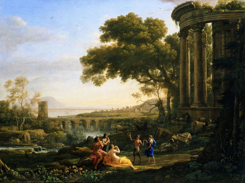 Landschap met nimf en dansende satyr - Claude Lorrain