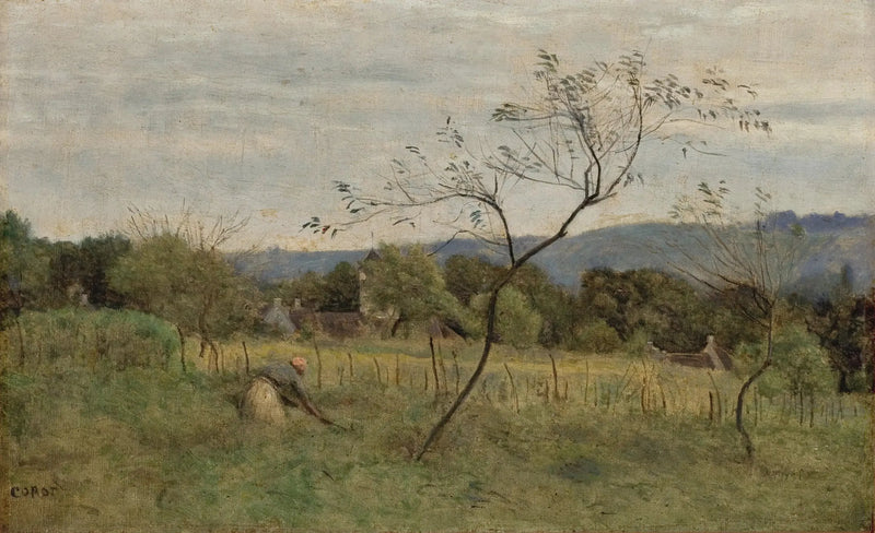 Landschap met boerin - Jean-Baptiste Camille Corot