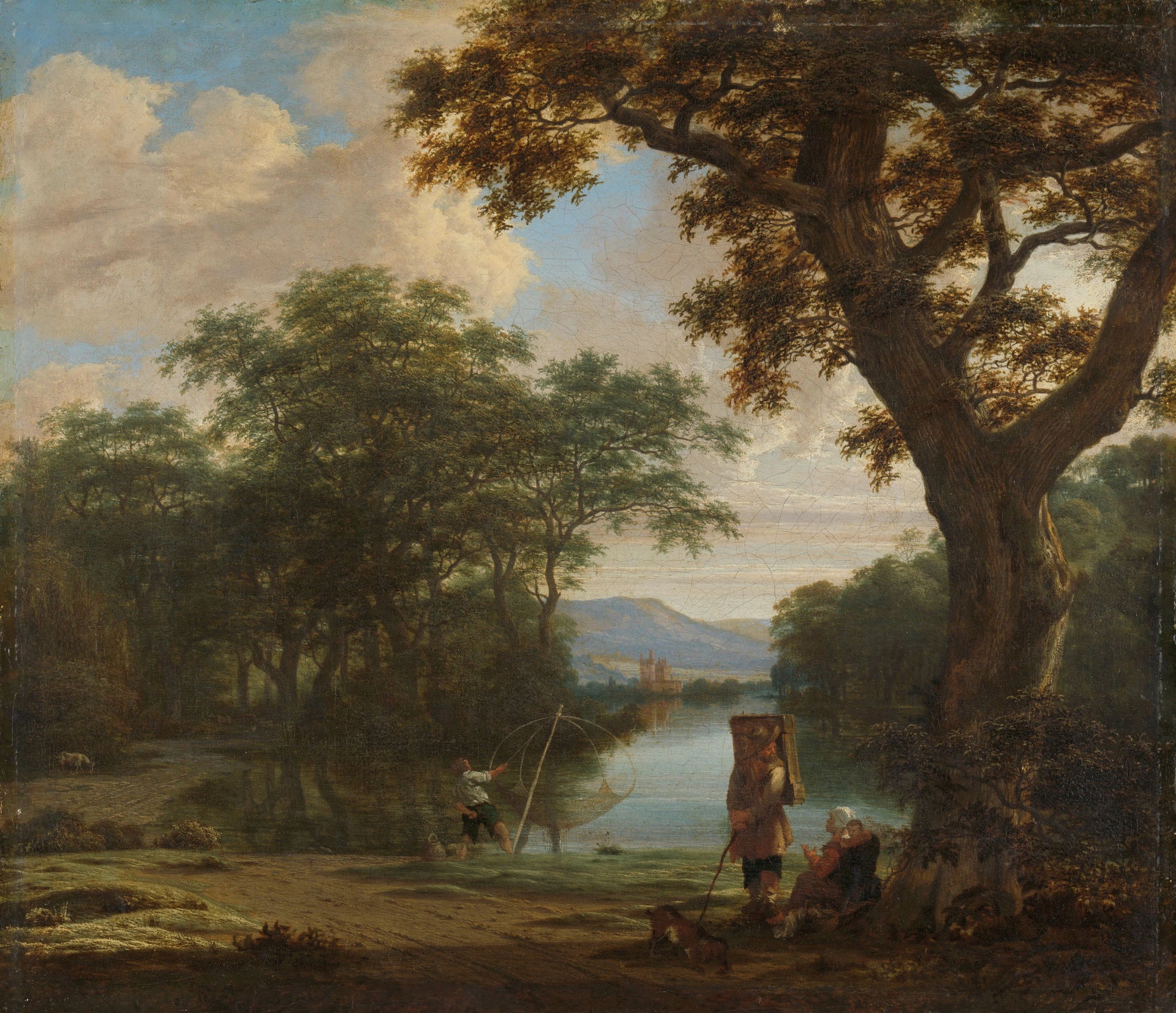 Paysage avec pêcheur au filet croisé - Joris van der Haagen